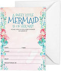 Pack of 30, Girl Baby Shower Party Collection, Baby Shower Invitation Cards, Fill in the Blank Invites WIth Envelopes, Mermaid Theme Party Supplies by Inkdotpot