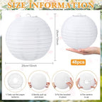 Treela 48pack White Chinese Paper Lanterns for Wedding Party Decor, 10" - Image 3