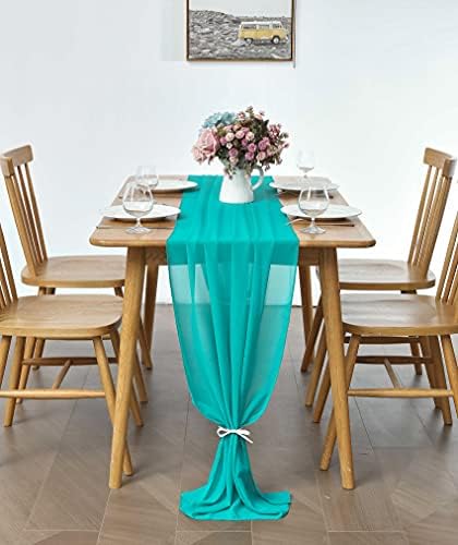 Pufogu 10 Pack 10Ft Turquoise Chiffon Table Runner Sheer 29x120 Inch - Image 5