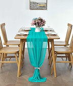 Pufogu 5 Pack 10Ft Turquoise Chiffon Table Runner Sheer 29x120 Inch - Image 5