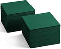 Disposable Linen-Feel Green Napkins, 6.5" x 6.5" Paper Napkins For Wedding, Party, Dinner Or Holiday (100 Pack) by SERVIETTO