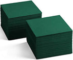 Disposable Linen-Feel Green Napkins, 6.5" x 6.5" Paper Napkins For Wedding, Party, Dinner Or Holiday (100 Pack) by SERVIETTO