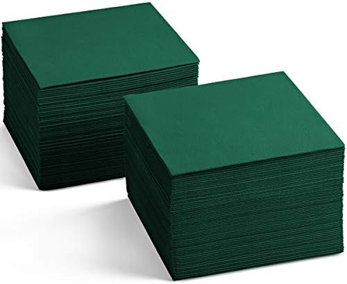 Disposable Linen-Feel Green Napkins, 6.5" x 6.5" Paper Napkins For Wedding, Party, Dinner Or Holiday (100 Pack) by SERVIETTO