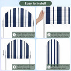 Strip Spandex Arch Backdrop Cover 7.2FT for Balloon Garland Rustic Nautical Strip Navy Blue Double-Sided Chiara Backdrop Stand Cover Elastic Fabric Background for Birthday Party Baby Shower Decor - Image 5