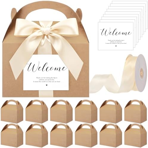 Maitys 50 Set Welcome Boxes for Wedding Guests 9x6x6 Gable Boxes, Ivory by Maitys