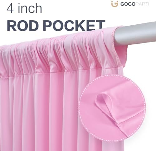 20x16ft Baby Pink Backdrop Curtain for Party, 4 Panels Wrinkle Free 16 Foot Long Polyester Photo Backdrop Drapes Photography Background for Wedding Birthday Gathing - Image 5
