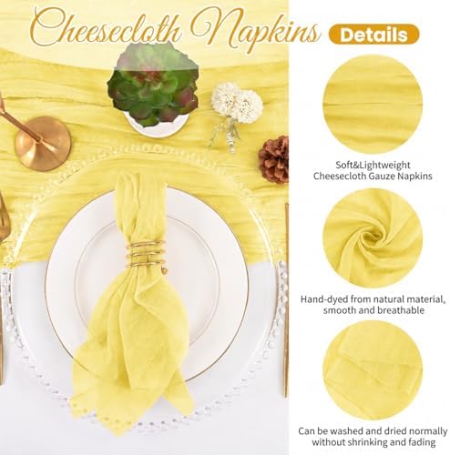 100 Pack Yellow Napkins 20x20Inch Cheesecloth Napkins Bulk - Image 3