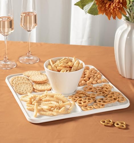 12.5" Square Ceramic Cake Stand 5-in-1 - White Pedestal Serving Platter for Wedding Birthday Party Baby Shower, Dessert Cupcake Fruit Display Stand, Multifunctional Kitchen Centerpiece - Image 6