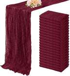 Burgundy 20 Pack Cheesecloth Table Runner 10FT Rustic Gauze Cheese Cloth Table Runner for Wedding Bridal Baby Shower Table Decor 20 x 120 Inch Long Boho Fabric Sheer Birthday Party Table Decorations by FoliafeelHome