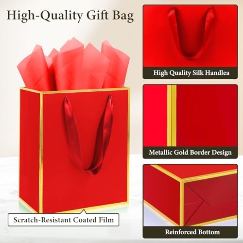 Addblu 50 Pack Bulk Luxury Gift Bags with Handles & 50 Tissue Papers - Image 3