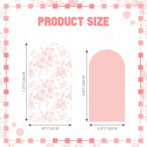 Tegeme 2 Set Pink Floral Arch Cover 7.2ft 6.6ft Stretchy Party Backdrop - Image 2