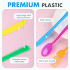 Kochorie 300 Pieces Rainbow Plastic Silverware Disposable Colorful Utensils - Image 3