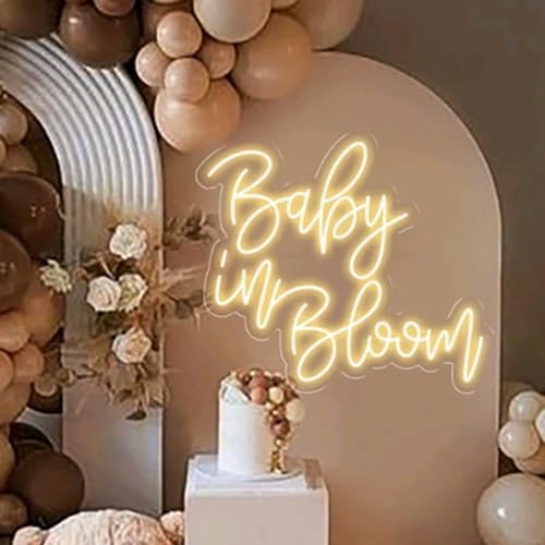 Baby in Bloom Neon Sign Baby Shower Backdrop Welcome Sign,Nursery Wall Art USB Size:20inch - Image 2