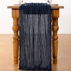 DeZerlor Navy Blue Cheesecloth Table Runner 1 Pack Christmas Runner - Image 4
