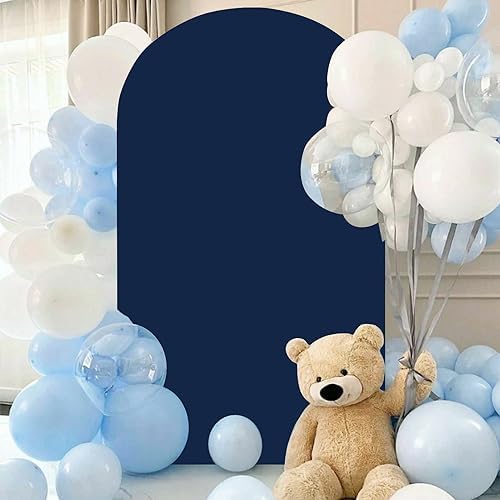 FANPROMS Wedding Arch Cover 7.2FT Navy Blue Arch Cover Backdrop Fabric for Birthday Party Spandex Arched Stand Covers 2 Sides Arch Covers Stretchy Backdrop for Arched Stand Covering Events Decor - Image 4