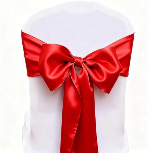 Pack of 50 Satin Red Chair Bows Sashes for Weddings & Events Elegant Chair Ribbons Ceremony Party Banquet Restaurant Event Decorations - Image 7
