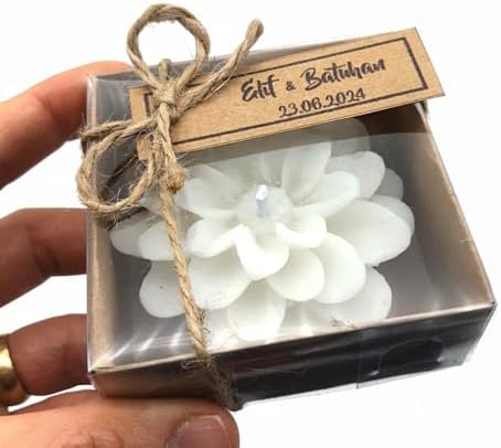 Giftsupstore Wedding Favor Guest Bulk – Ocean Pary giveaways, Return Gifts Lotus Shaped Candle Party Favors – Custom Baby Shower Gifts, (4,10,20,30,50,100.. Options Available in Customize Options) - Image 2