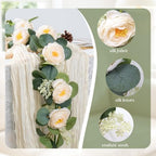 MAKHOT 2PCS Eucalyptus Garland, 6.6Ft Artificial Greenery Garlands Flower Decor, Green Spring Garland Wreath Vines Decorations for Table Home Wedding Mantle Party (Champagne) - Image 3