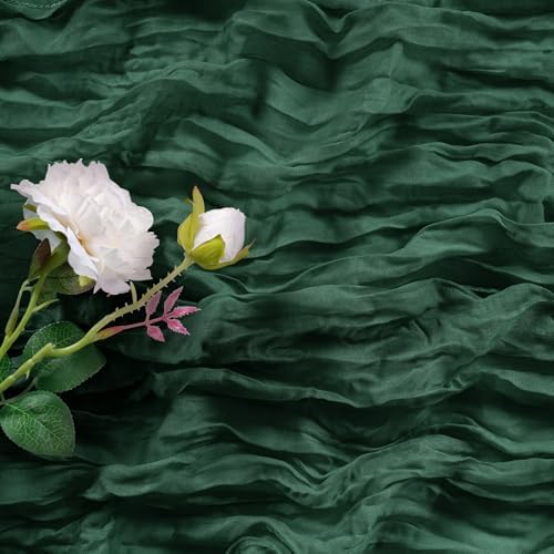 15 Pack Emerald Green Cheesecloth Table Runner 9FT Rustic Sheer Table Runners 17x108 Inch Gauze Boho Runner for Wedding Bridal Baby Shower Birthday Party Table Decorations - Image 3