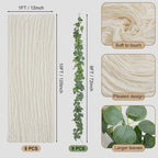 Leinuosen 8 Set 10 Ft Ivory Cheesecloth Table Runner Wedding Decor with 6 Ft Eucalyptus Garland, Boho Gauze Table Centerpiece Runner for Wedding Baby Shower Birthday Party Decoration - Image 2