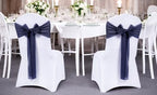 MDS Pack of 125 Chiffon Chair Sashes for Wedding & Event Décor - Navy Blue - Image 2