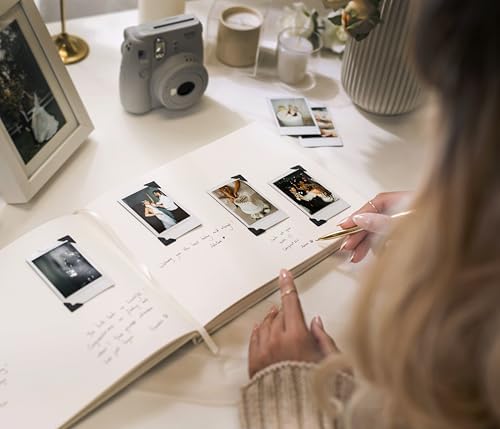 Personalized Guest Book - 11.5" x 8.5" Custom Bride & Groom Names with Bookmark and Hard Cover 140 GSM Blank Pages, for Weddings Guest Book, Engagements, Birthdays, Special Events, Eggshell - Image 4