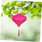 Pink Vintage Hanging Lantern with Floral Tassel Cloth Metal Oval Decor - Image 4