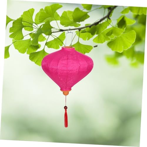 Pink Vintage Hanging Lantern with Floral Tassel Cloth Metal Oval Decor - Image 4