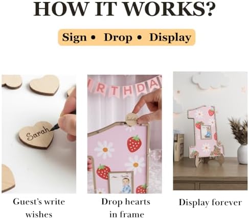 The Real Bossy Baby Berry First Birthday Memory Guestbook Keepsake Frame – Luxury 1st Birthday Guest Book Alternative & Photo Display – Capture Birthday Wishes, Family Messages and Memories From Your Baby’s First Year - Strawberry Birthday Theme - Image 4