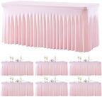 gogoparti 6 Pack Spandex Pink Fitted Table Cloth for 8ft Rectangle Tables Pink Stretch Tablecloth Table Covers Skirt Banquet Tablecloths Wrinkle Free Tablecloth for Parties Wedding by Gogoparti