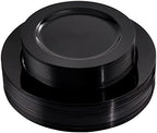 FLOWERCAT 60PCS Black Plastic Plates - Heavy Duty Black Disposable Plates for 30 guests Birthday Party/Wedding/Halloween- Include 30PCS 10.25inch Dinner Plates and 30PCS 7.5inch Dessert Plates by FLOWERCAT