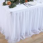 4 Pack White Tablecloth for 6 Foot Rectangle Tables with Tulle Table Skirt - Image 5