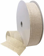 Morex Ribbon 1252.60/50-104 Large Grained Burlap 2.5" X 50 YD Jute Wired Ribbon, Cream, Arts & Crafts Burlap Roll for Wedding Decor and Christmas Decor, Rustic Christmas Decorations Indoor Home Decor by MorexRibbon