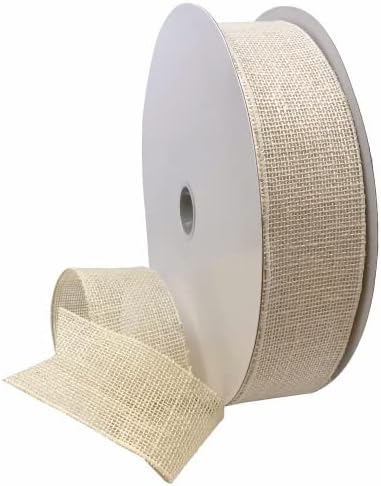 Morex Ribbon 1252.60/50-104 Large Grained Burlap 2.5" X 50 YD Jute Wired Ribbon, Cream, Arts & Crafts Burlap Roll for Wedding Decor and Christmas Decor, Rustic Christmas Decorations Indoor Home Decor by MorexRibbon