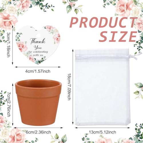 Ctosree 50 Sets Let Love Grow Wedding Favors for Guests Self Adhesive Seed Packets (Seed Not Include) Terracotta Flowerpot Thank You Tags and Organza Gift Bags for Bridal Shower Wedding Party Favors - Image 2