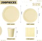 Tioncy 200 Pcs Yellow Disposable Paper Plates Cups Napkins - Image 2