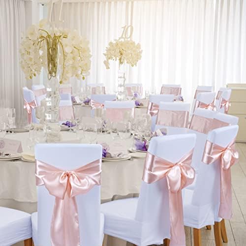 Babenest 50pcs Satin Chair Sashes Ties for Party Wedding, Champagne - Image 5