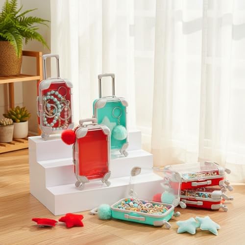 LemonRoad 36 Pcs Clear Mini Suitcase Party Favor Box, Green, Red - Image 4