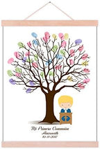 DIY Fingerprint Tree Baby Shower Sign in Guest Book with Wooden Hanger Personalized Commuion Baptism Birthday Gift for Boys Party Decorstions-60x80cm by Unknown