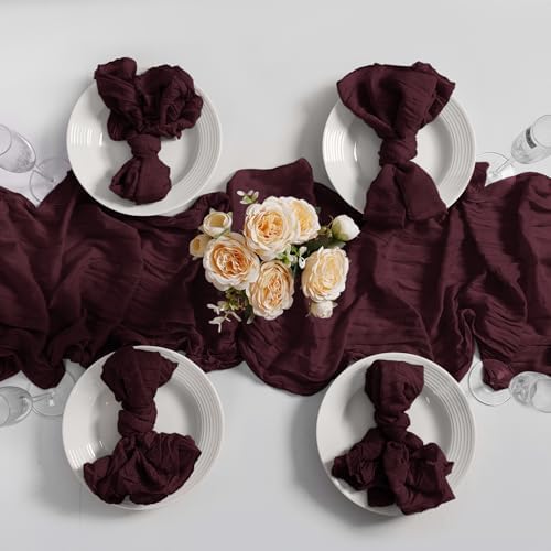LZY 30 Pack Gauze Cheesecloth Napkins 20x20 Inch Dinner Cloth Napkins, Soft Boho Table Napkins Rustic Wrinkled Cheese Cloth Napkins Bulk for Wedding Party Baby Shower Event Decor (Burgundy) - Image 7