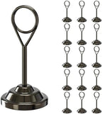 Urban Deco 16 Pieces Table Card Holder Place Card Holders 4 inches Steel Card Holders for Photos, Food Signs, Memo Notes, Weddings, Restaurants, Birthdays (Nickel Black Round) by UrbanDeco