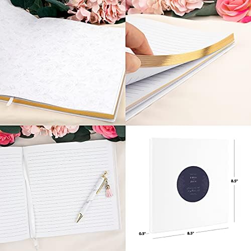 Andaz Press Personalized Wedding Guestbook with Gold Accents, Deep Grey Purple White Guest Sign in Guest Registry 120 Pages 8.5 X 8.5 Memories Book for DIY, Scrapbook, Photo Album - Image 5
