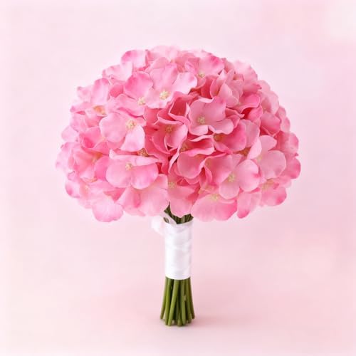 WEISPARK 100PCS Artificial Hydrangea Flowers, Fake Flowers Silk Hydrangea Full Flowers Heads with Stems for Wedding Home Party Shop Baby Shower Decor (Dark Pink) - Image 5