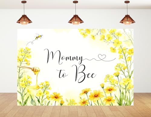 8x6ft Mommy to Bee Backdrop Floral Bouquet Baby Shower Party Wildflower Honeycomb New Born Gender Reveal Photography Background Party Banner Decorations Photo Studio Props by Unknown