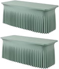 Spandex Tablecloth 6FT Rectangle Table Cover 2 Pcs Dusty Green Wrinkle-Free by Outpain