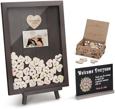 SELEAD Solid Wood Wedding Guest Book Alternative, Drop Top Words Sign Board by SELEAD