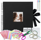 Vienrose Scrapbook Photo Album, 12x12 Inches, 80 Pages, Black, Silk Ribbon by Vienrose
