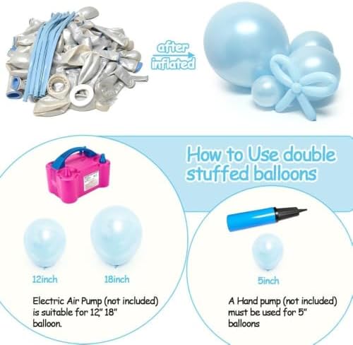 Pearl Blue Pink Balloons Double Stuffed Pastel Light Blue White Balloon Arch Kit With Long Balloons for Gender Reveal Baby Shower Birthday Wedding Bridal Party Decorations - Image 6