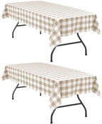 Hiasan Buffalo Plaid Tablecloth 60 x 84 inch 2 Pack Khaki and White by Hiasan