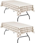 Hiasan Buffalo Plaid Tablecloth 54 x 80 inch 2 Pack Khaki and White by Hiasan